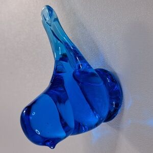 Glass Blue Bird of Happiness Signed W Ward Figurine USA 1992